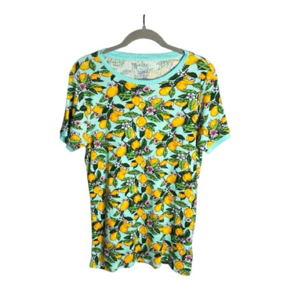 Vera Bradley Blue Yellow Fruit Print Top Medium